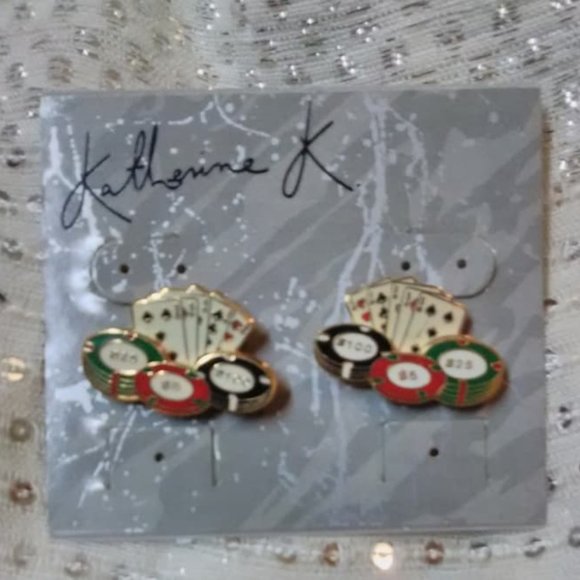 Cards and Chips Earrings - Picture 1 of 2